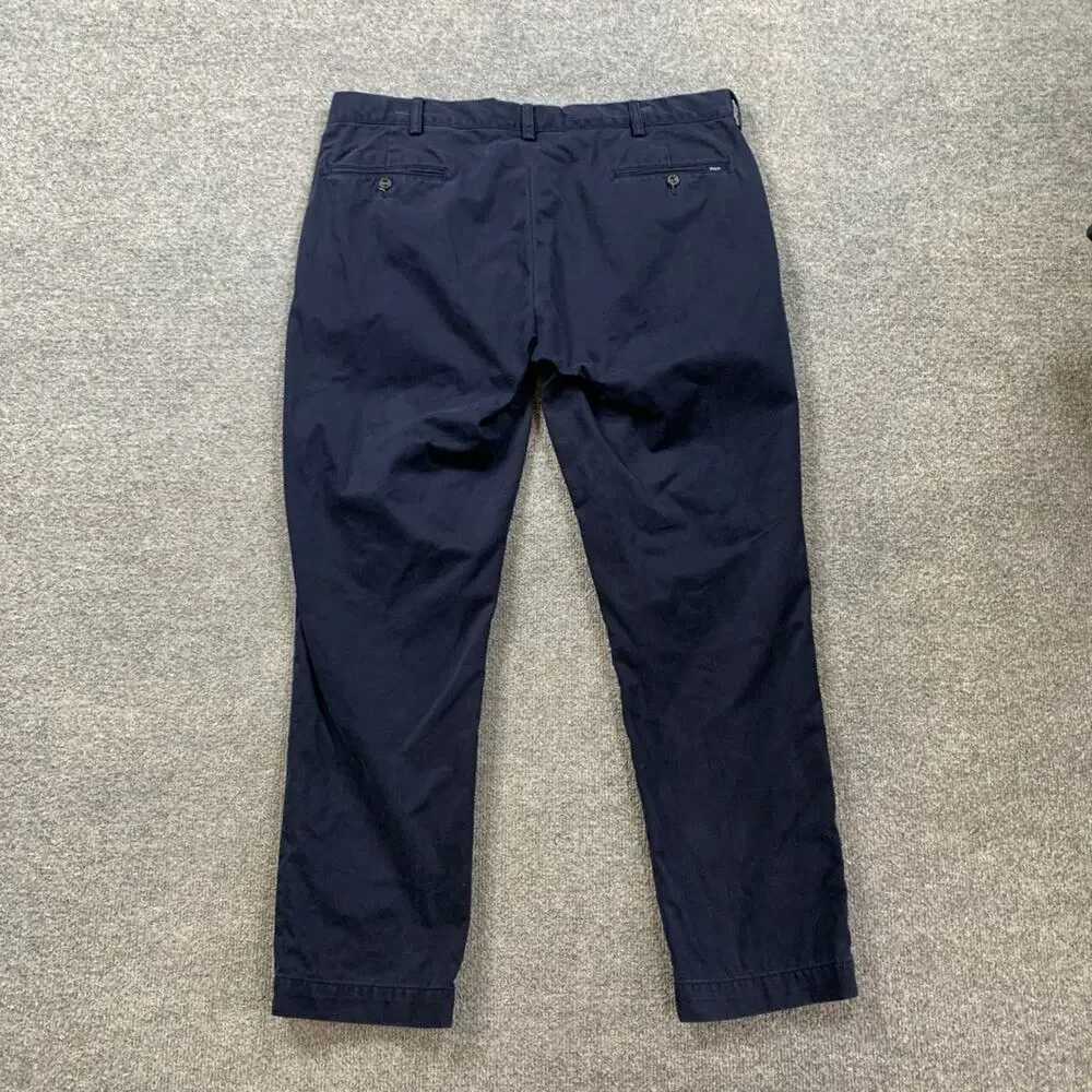 Vintage Polo Ralph Lauren Pants Mens 38 Navy Cotton Flat Front Work Travel Chino